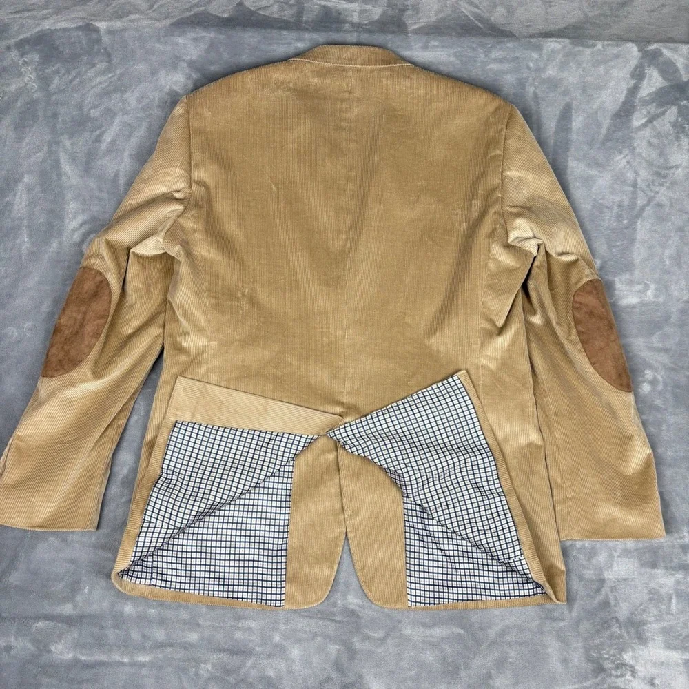 Saddlebred Heritage Corduroy Blazer Tan‎ Elbow Patches Mens 42L